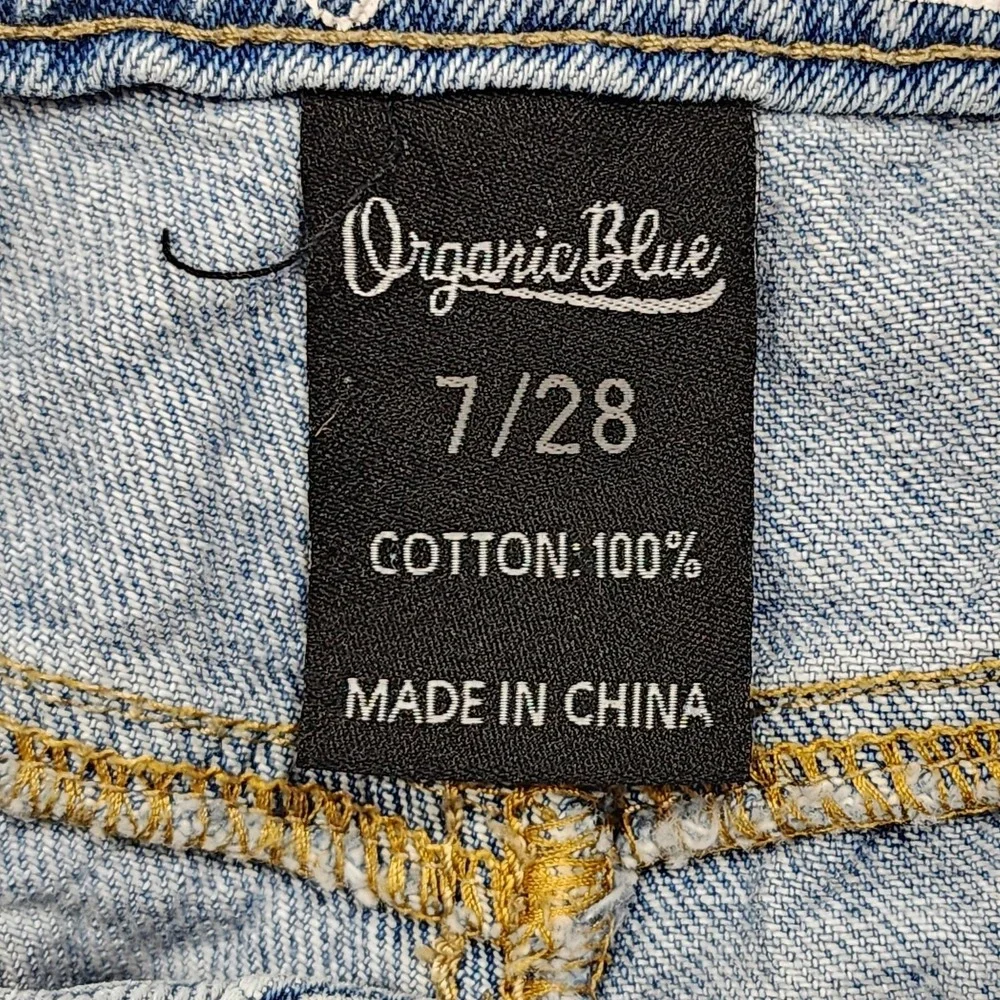 Organic Blue‎ Jeans Womens 7/28 Blue High Rise Relaxed Straight Carpenter Denim